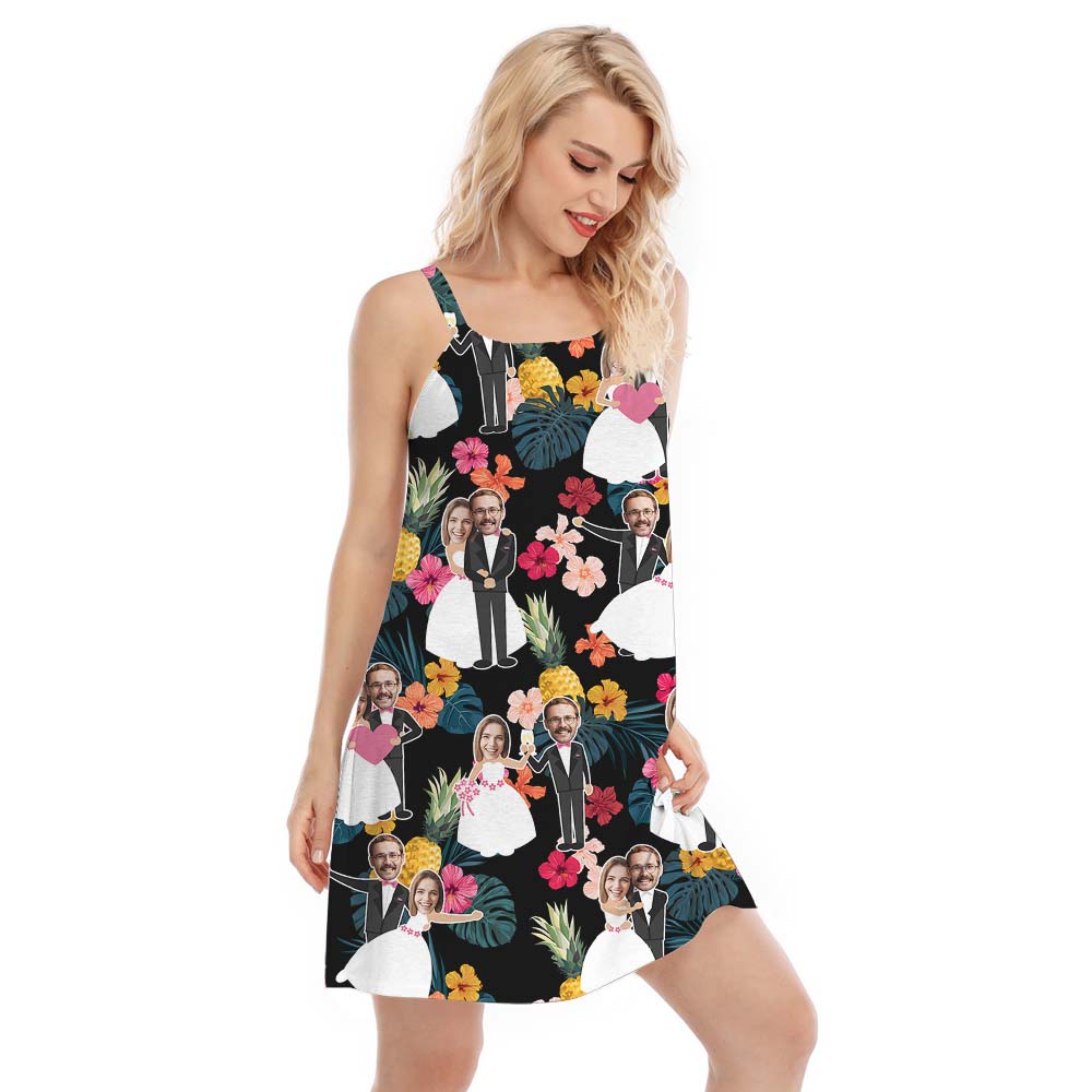 Custom Face Pineapple Themed Wedding Hawaiian Cami Dress