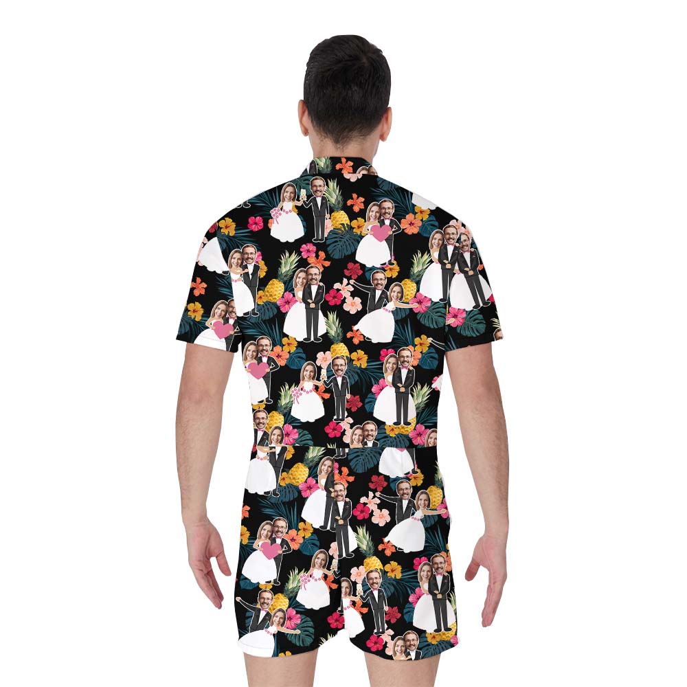 Bride And Groom Custom Face Men's Romper For Wedding