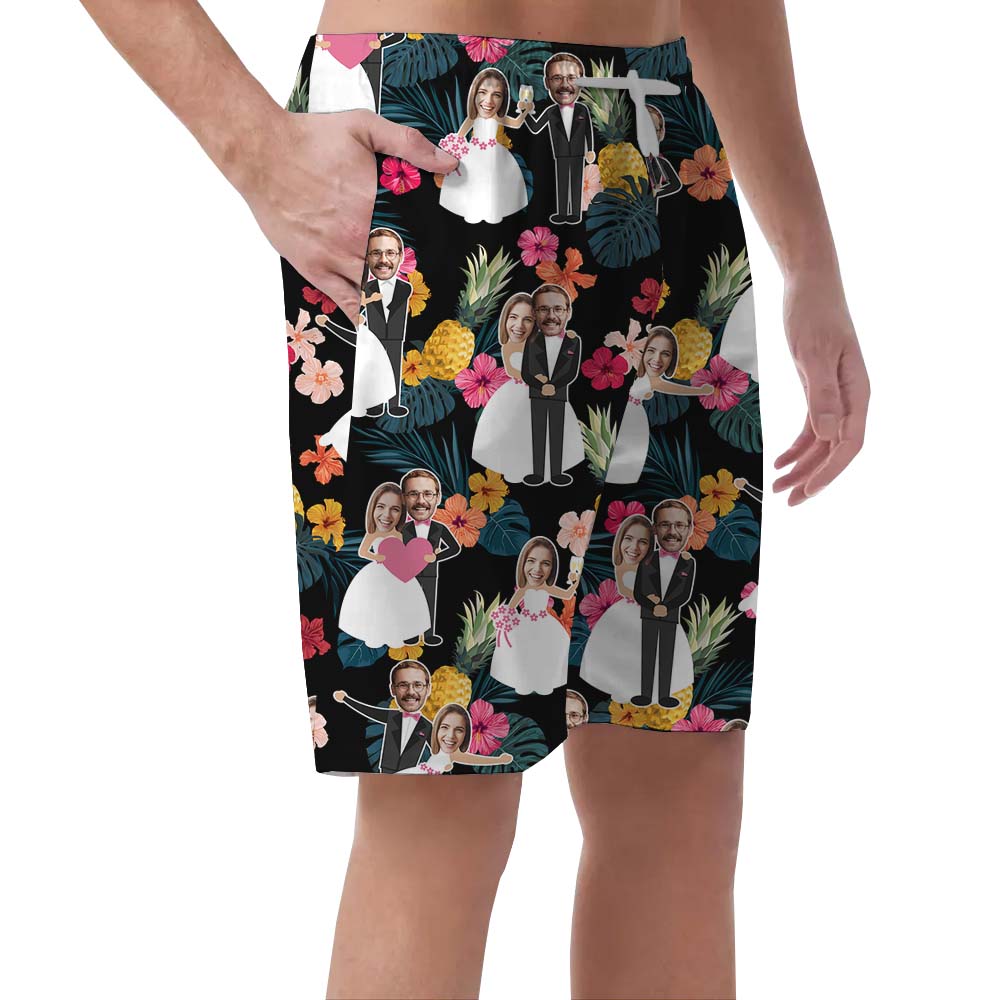Couples Pineapple Print Wedding Men's Hawaiian Shorts