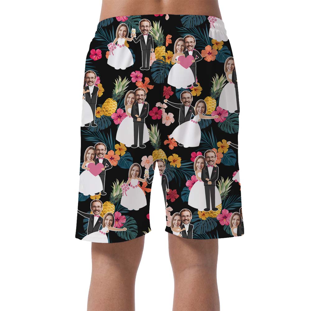 Couples Pineapple Print Wedding Men's Hawaiian Shorts