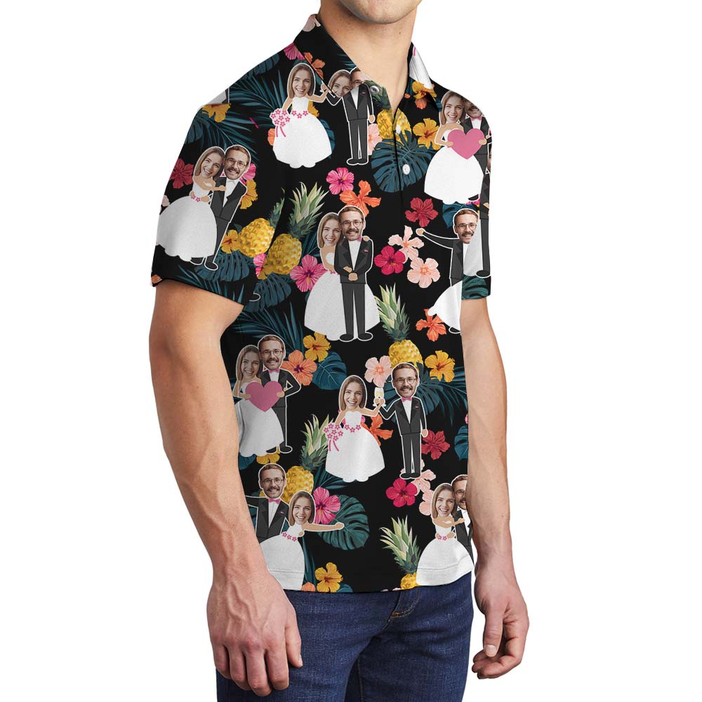 Personalized Face Pineapple Polo Shirts For Wedding