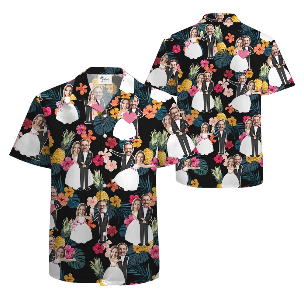 Custom Face Pineapple Wedding Hawaiian Shirts