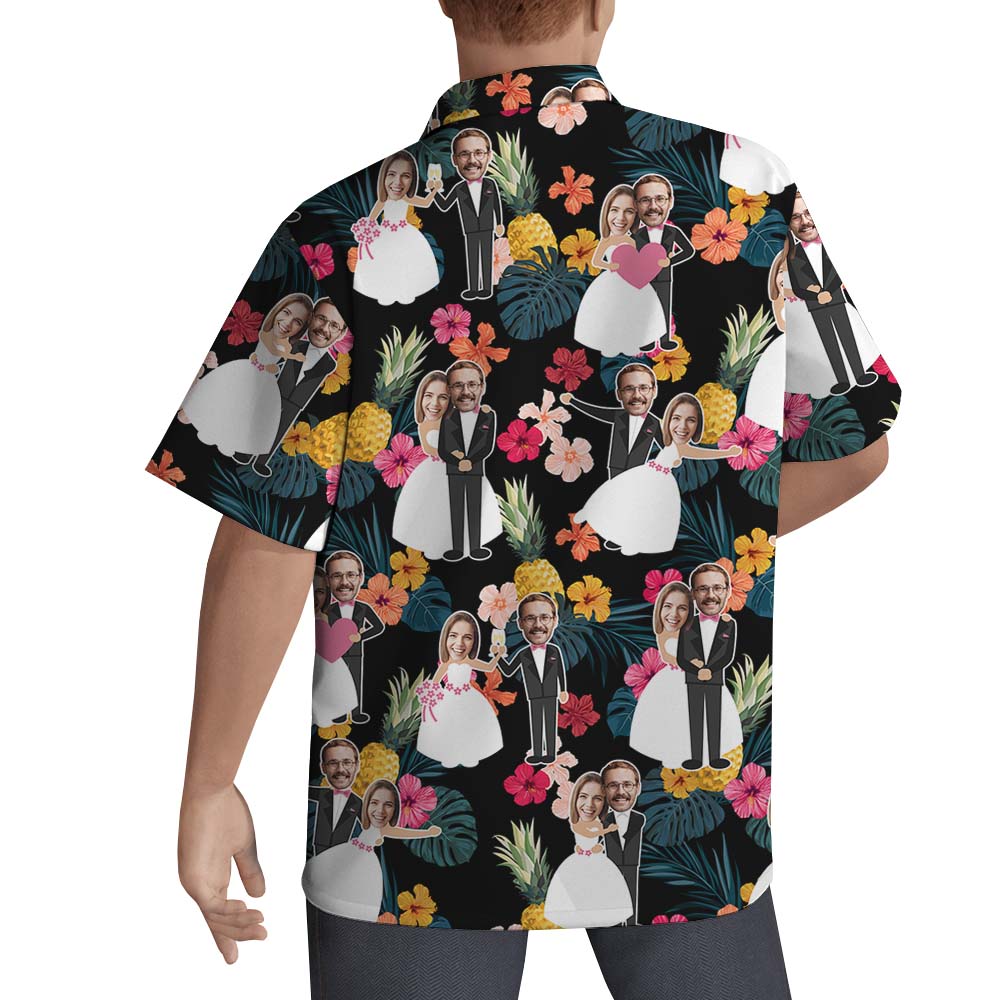 Custom Face Pineapple Wedding Hawaiian Shirts