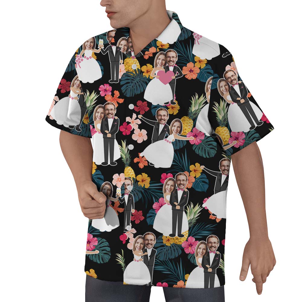 Custom Face Pineapple Wedding Hawaiian Shirts