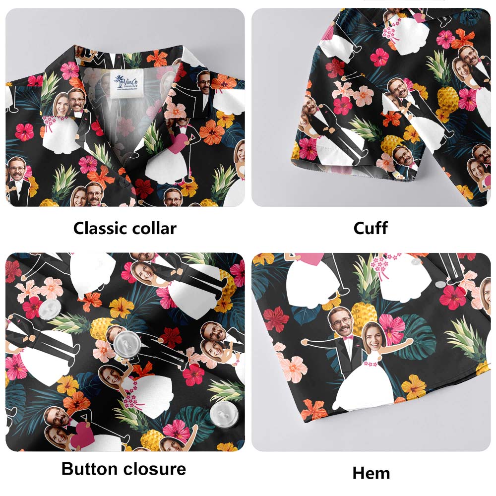 Custom Face Pineapple Wedding Hawaiian Shirts