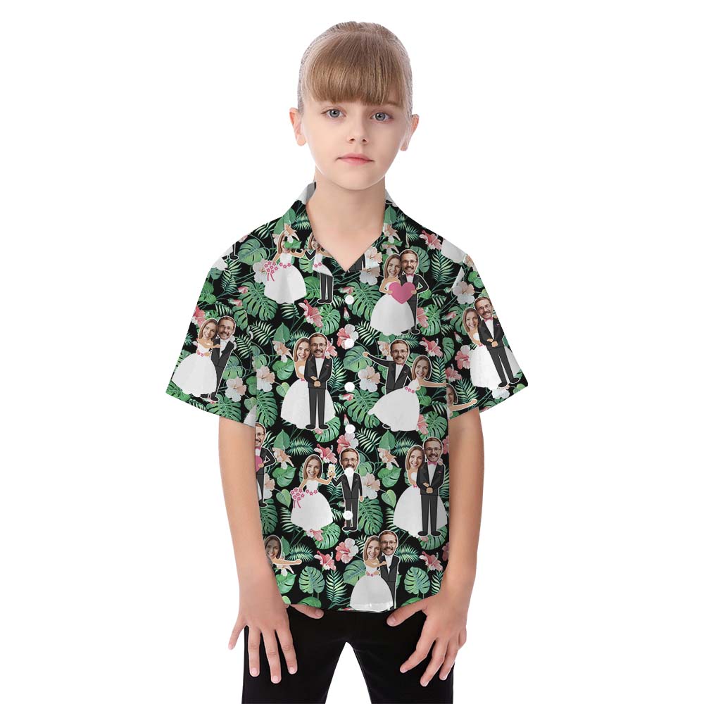 Personalized Face Hawaiian Wedding Anniversary Matching Family Hawaiian Outfits