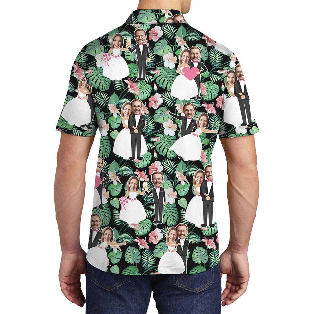 Custom Face Wedding Men's Collared Polo Shirts