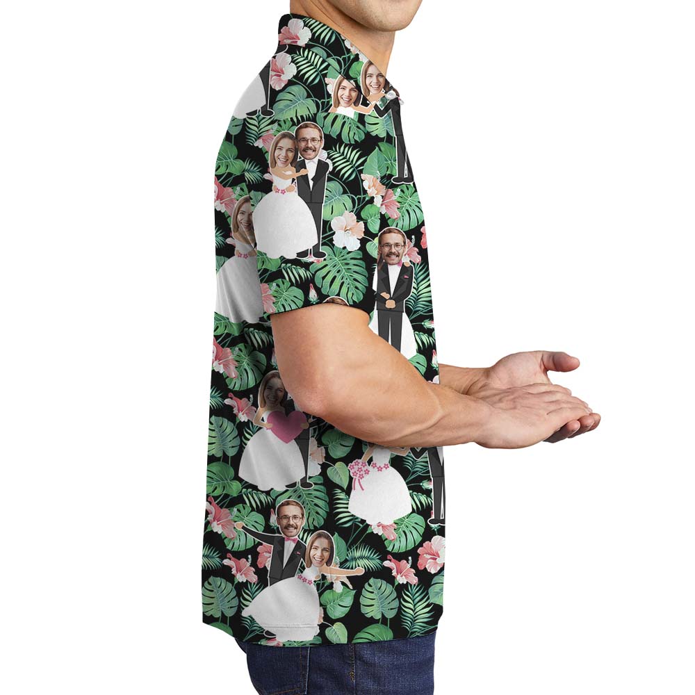 Custom Face Wedding Men's Collared Polo Shirts