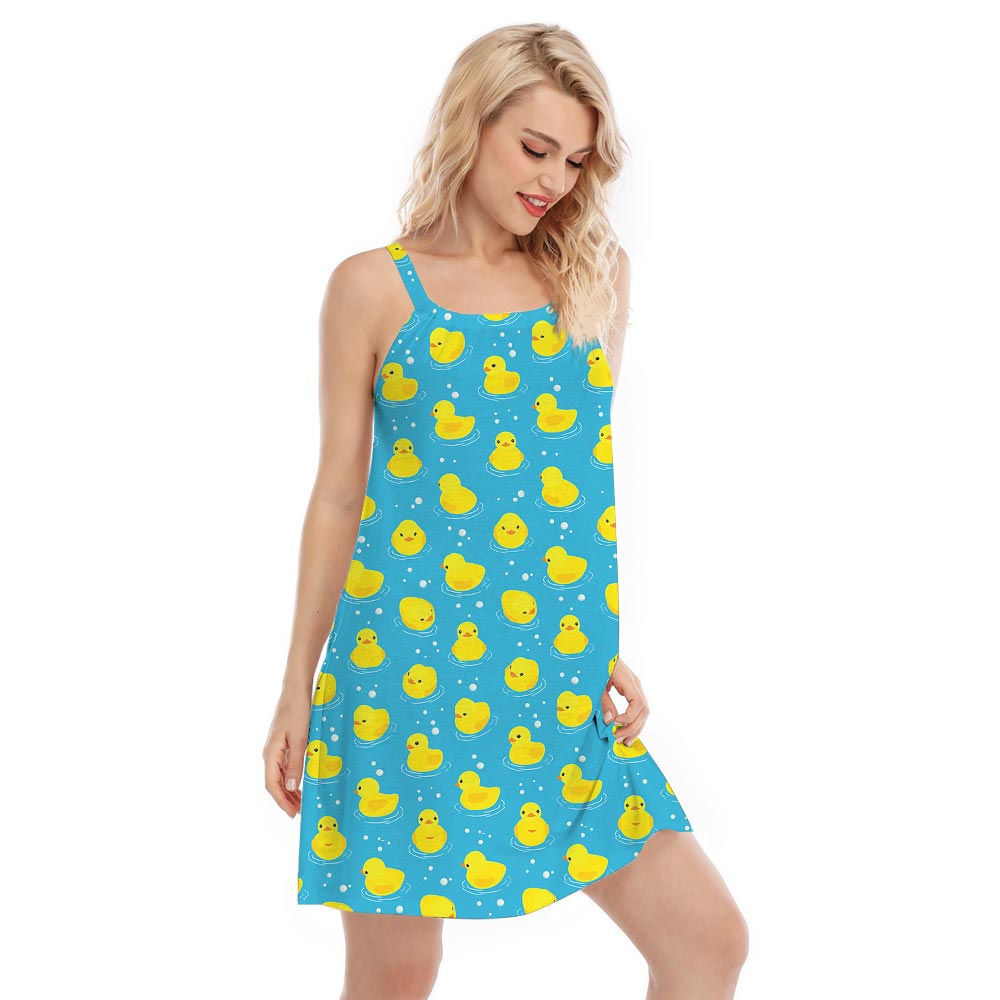 Cute Duck Hawaiian Women Cami Dress