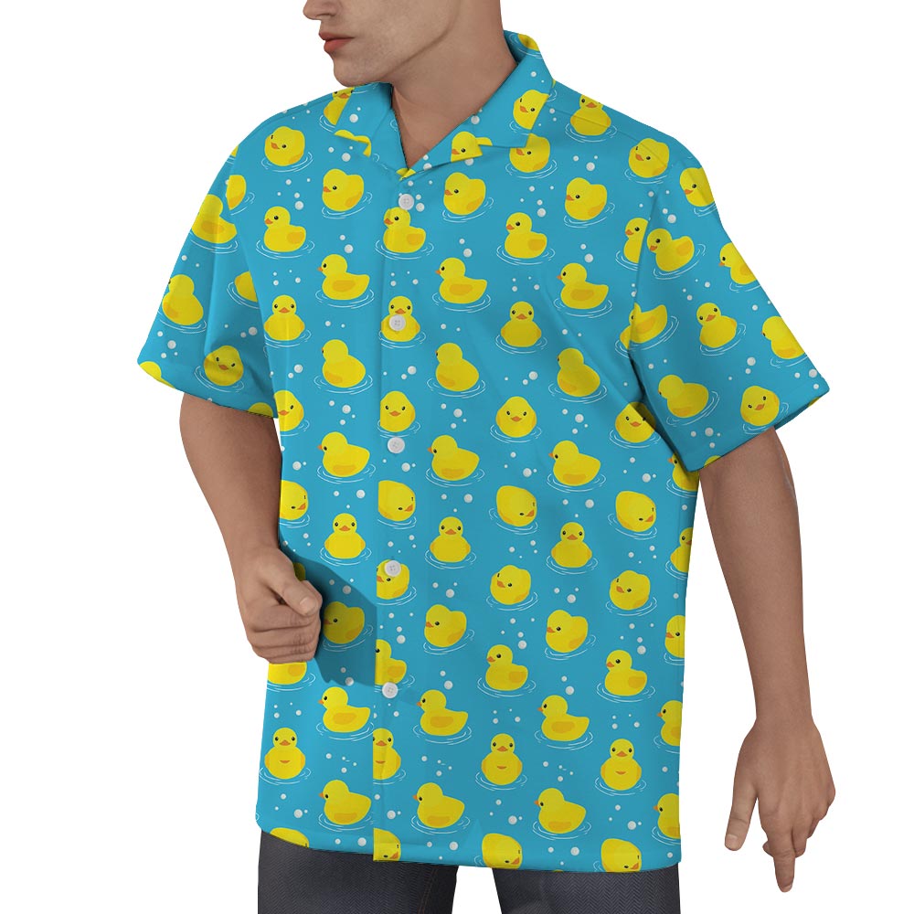 Cute Duck In Matching Hawaiian Shirt Men