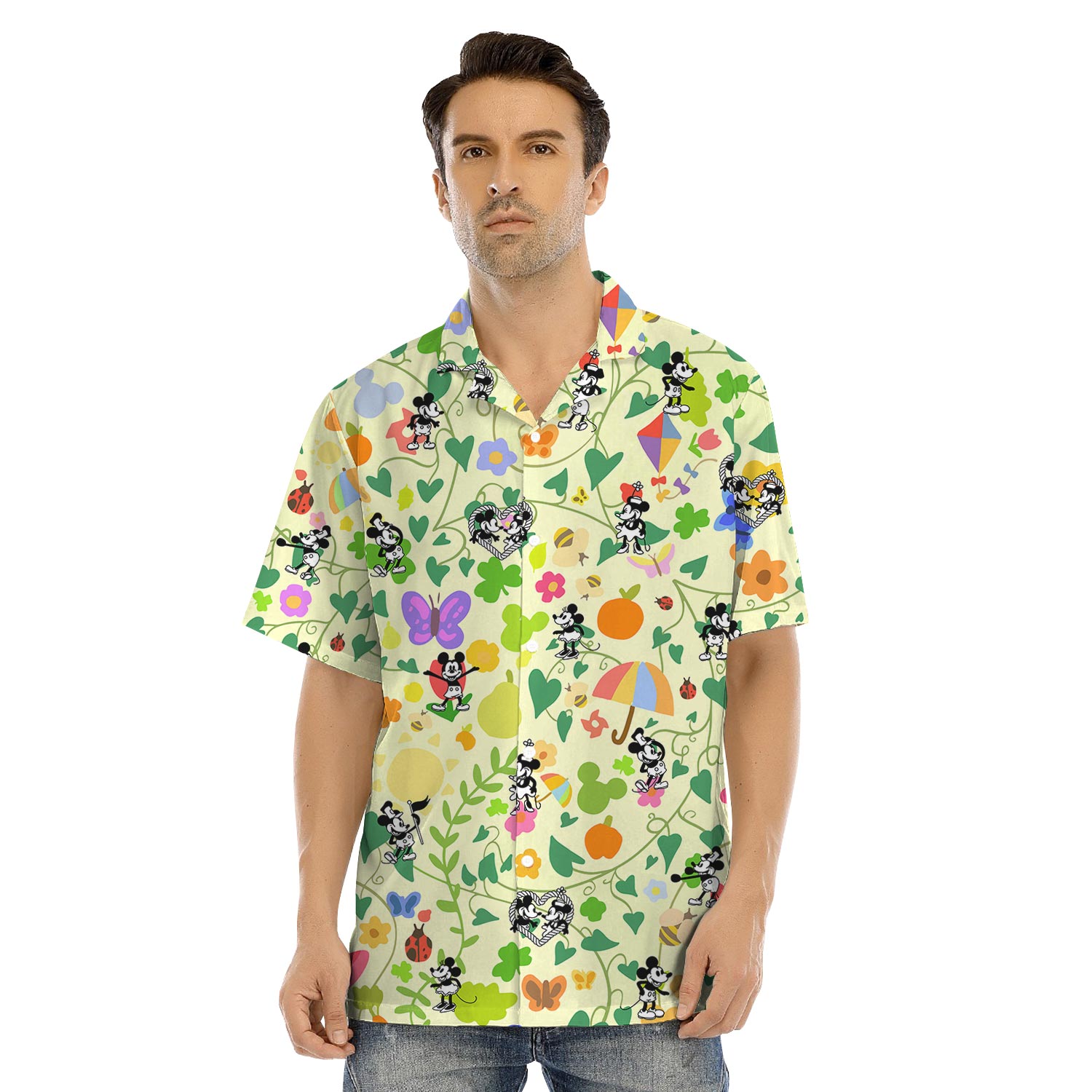 Steamboat Willie Mickey Mouse Matching Hawaiian Outfits For Couples And Kids