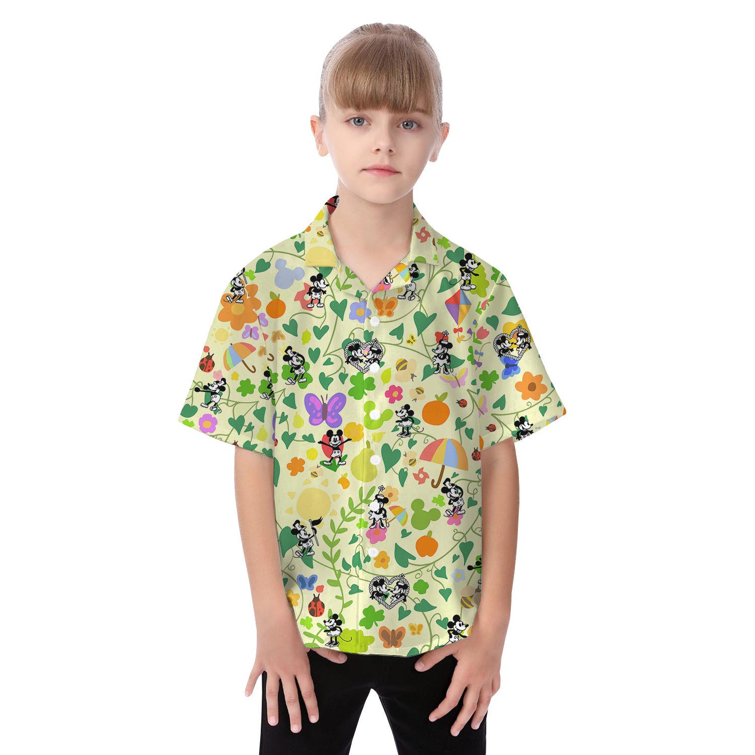 Steamboat Willie Mickey Mouse Matching Hawaiian Outfits For Couples And Kids