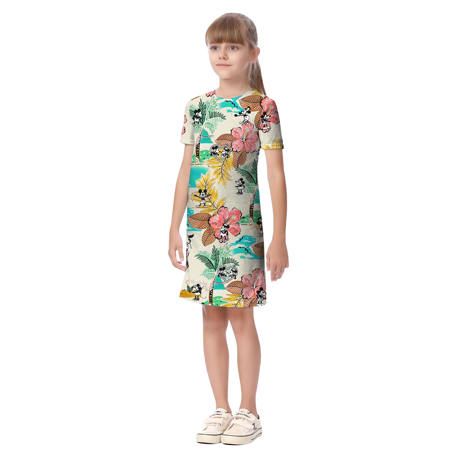 Floral Mickey Minnie Hawaiian Shirt Matching For Family Steamboat Willie