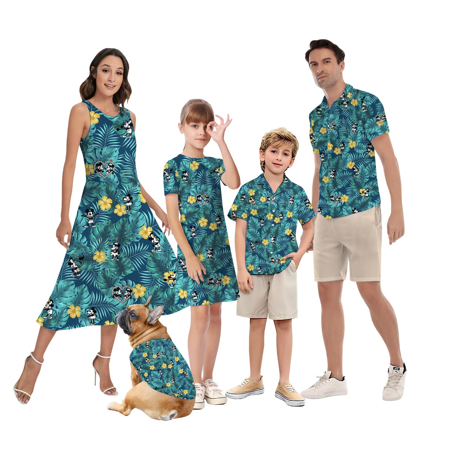 Mickey Minnie Matching Floral Hawaiian Shirt And Dress Matching - variant image 1