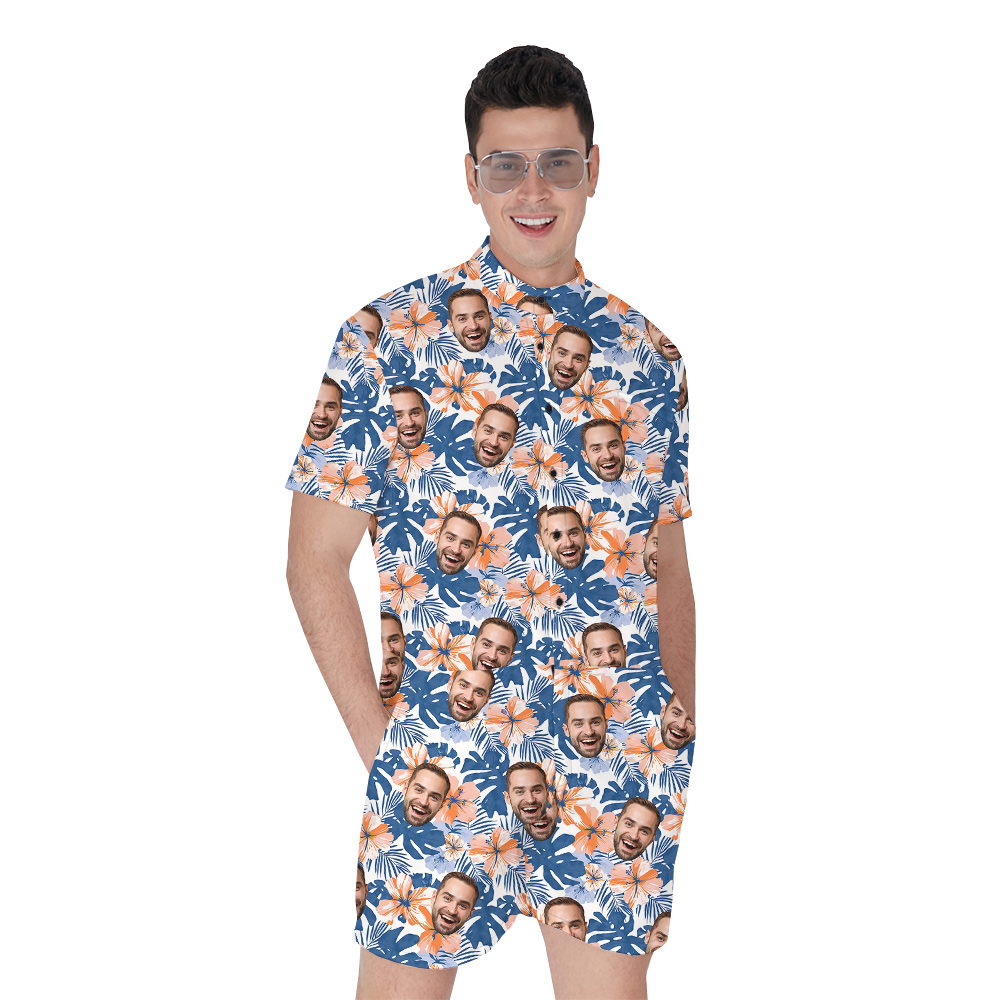 Custom Your Face in Paradise Birthday Hawaiian Romper for Men - variant image 1
