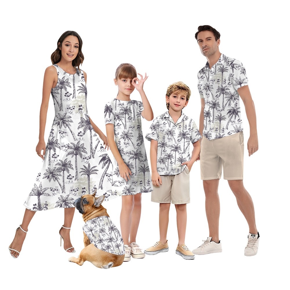 Vintage Palm Tree Steamboat Willie Mickey Matching Hawaiian Outfits For Family - variant image 1