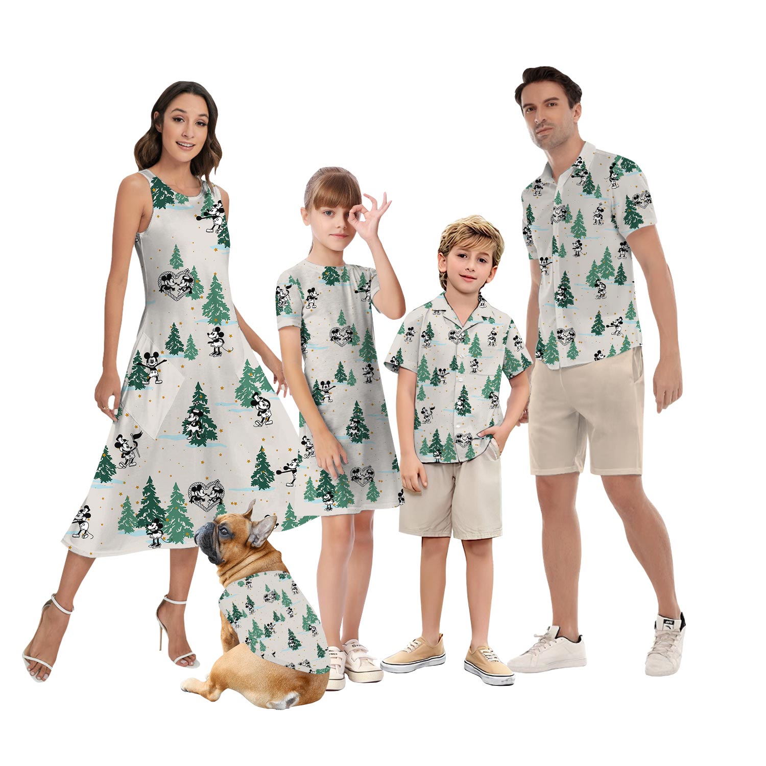 Steamboat Willie Mickey Mouse Christmas Tree Matching Hawaiian Shirt And Dress - variant image 1