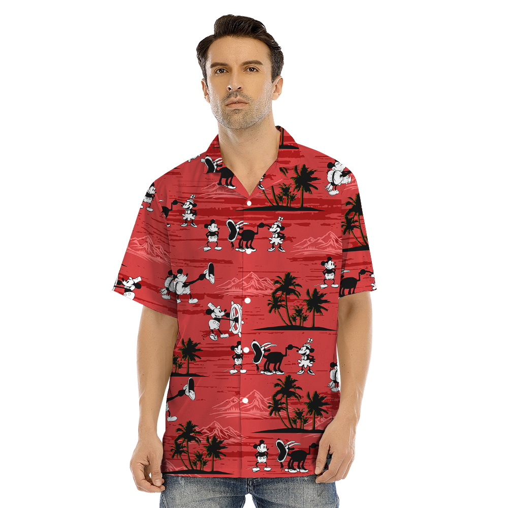 Steamboat Willie Mickey Tropical Sunset Beach Family Matching Hawaiian Outfits
