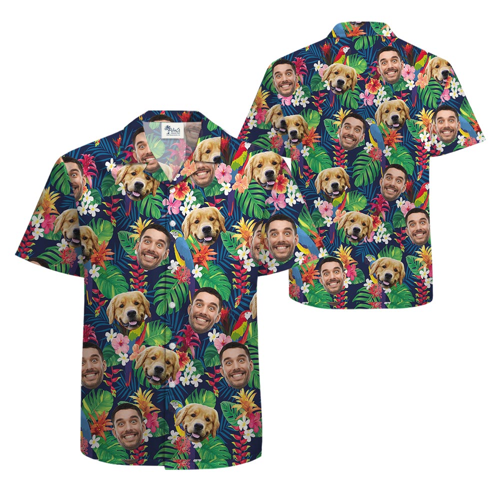 Custom Face And Dog Hawaiian Shirts Men