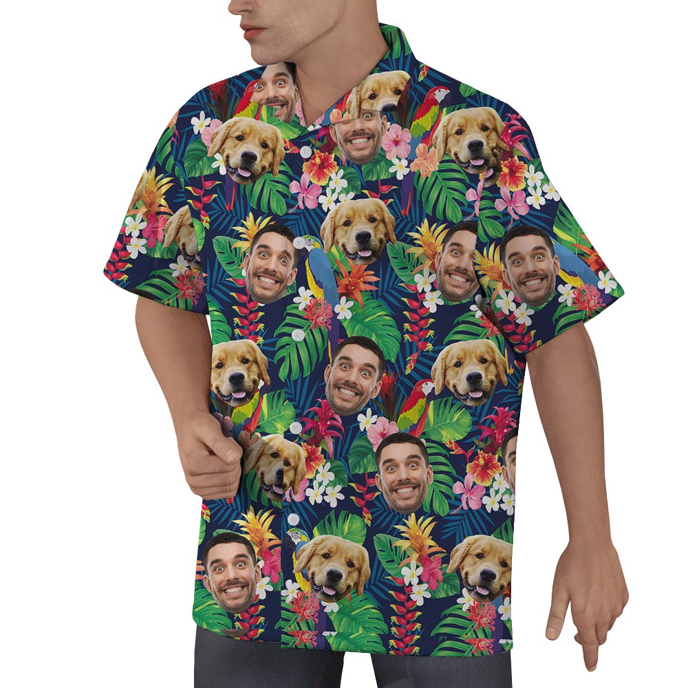 Custom Face And Dog Hawaiian Shirts Men