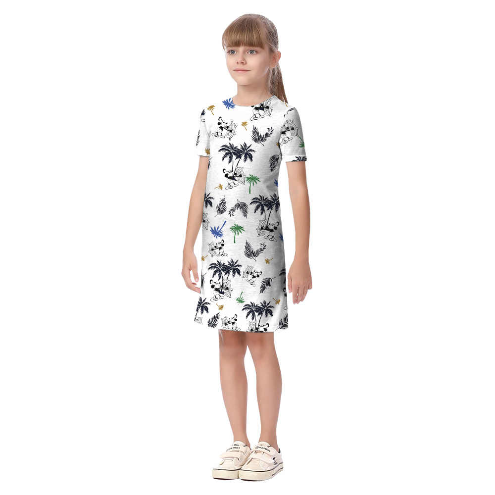 Tropical Palm Tree Steamboat Willie Mickey White Matching Hawaiian Outfits For Family
