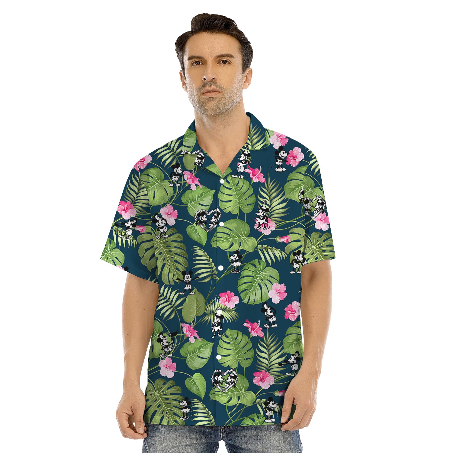 Floral Mickey Steamboat Willie Matching Family Hawaiian Shirts And Dress