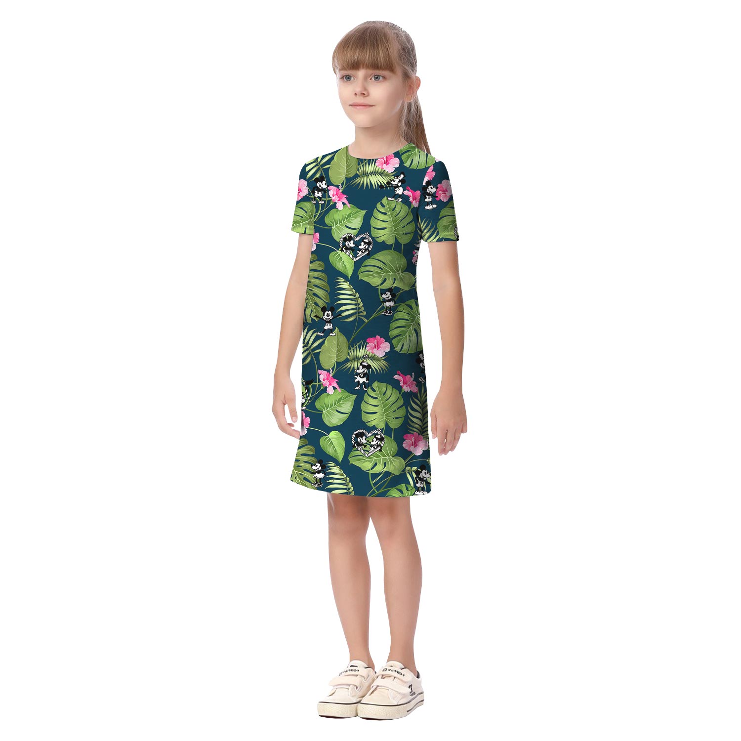 Floral Mickey Steamboat Willie Matching Family Hawaiian Shirts And Dress