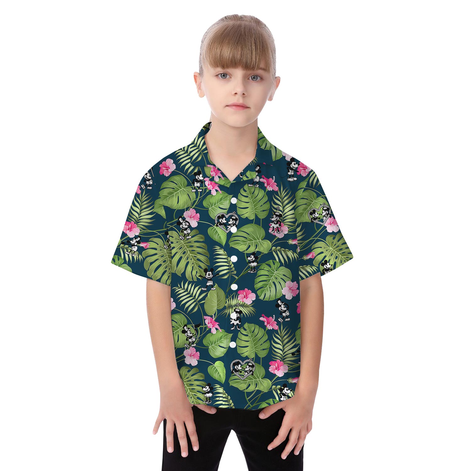 Floral Mickey Steamboat Willie Matching Family Hawaiian Shirts And Dress