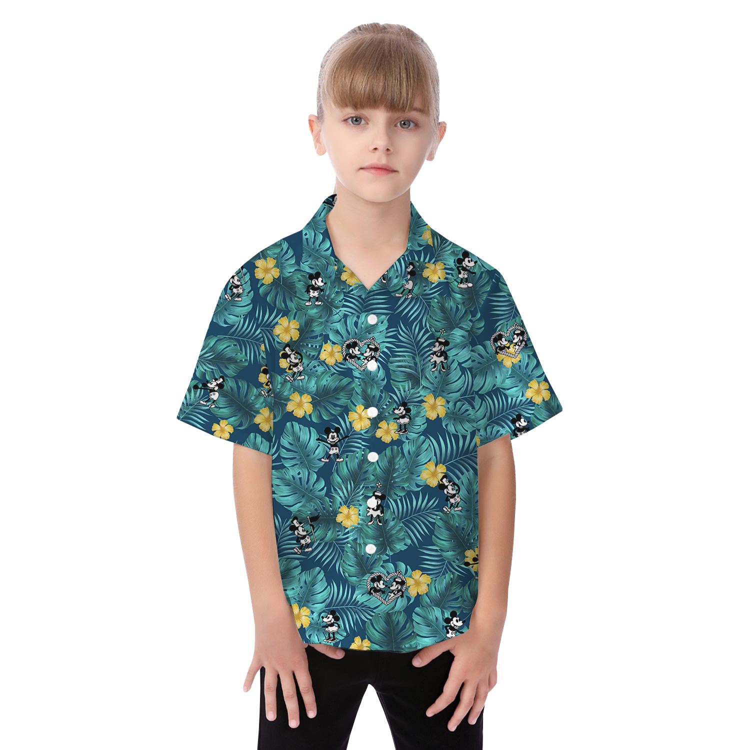 Mickey Minnie Matching Floral Hawaiian Shirt And Dress Matching