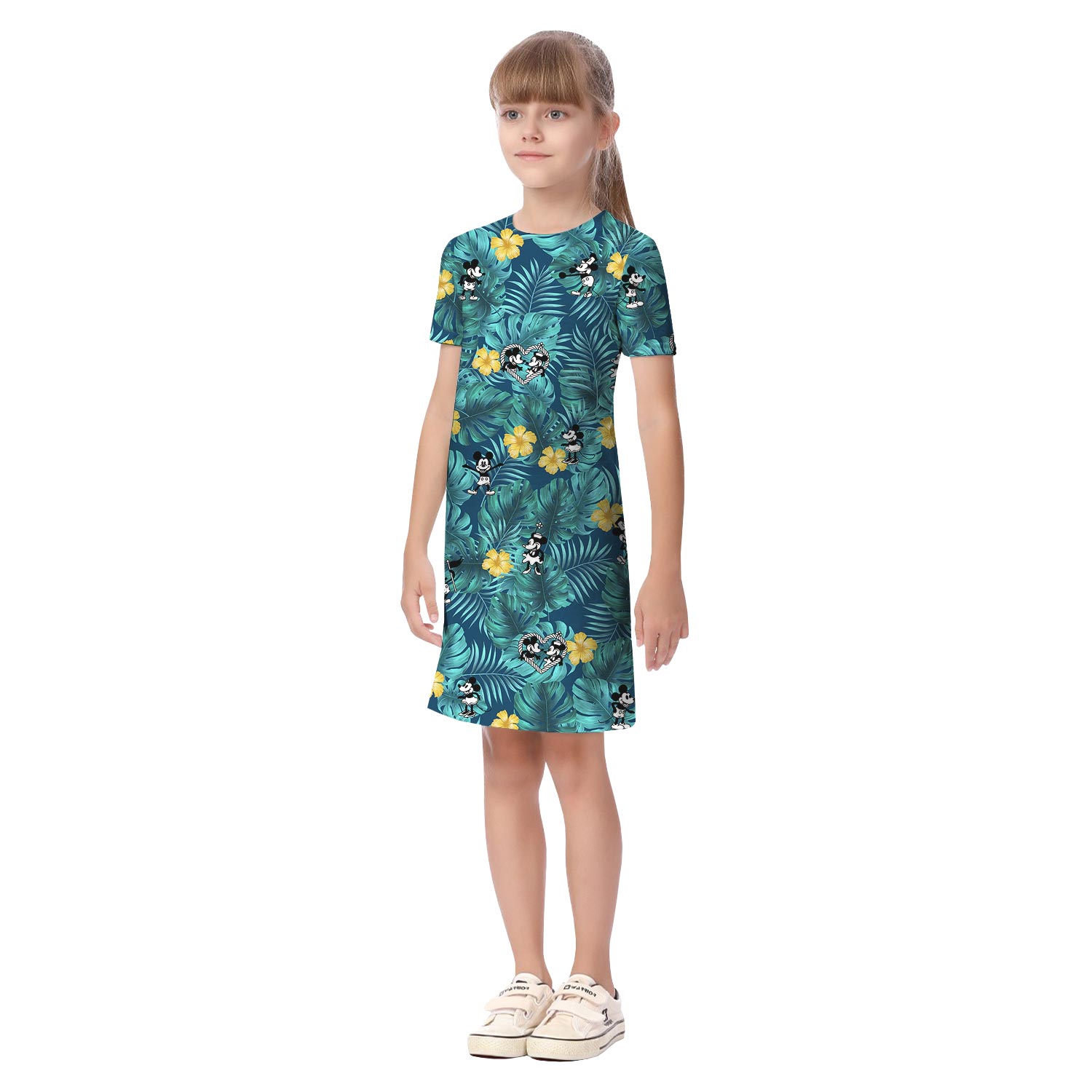 Mickey Minnie Matching Floral Hawaiian Shirt And Dress Matching