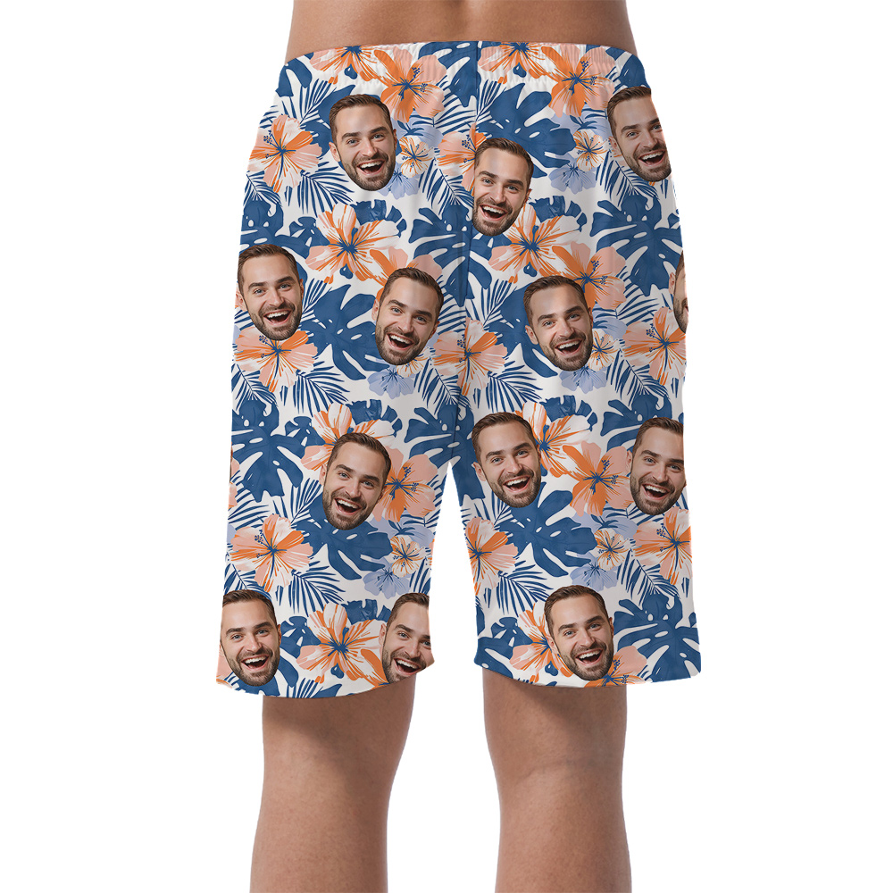 Custom Your Face in Paradise Birthday Hawaiian Short for Men