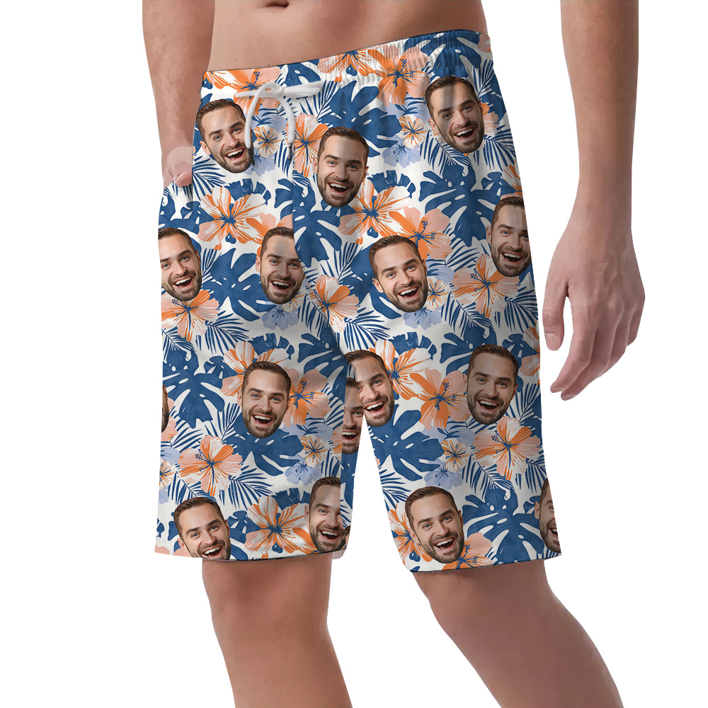 Custom Your Face in Paradise Birthday Hawaiian Short for Men