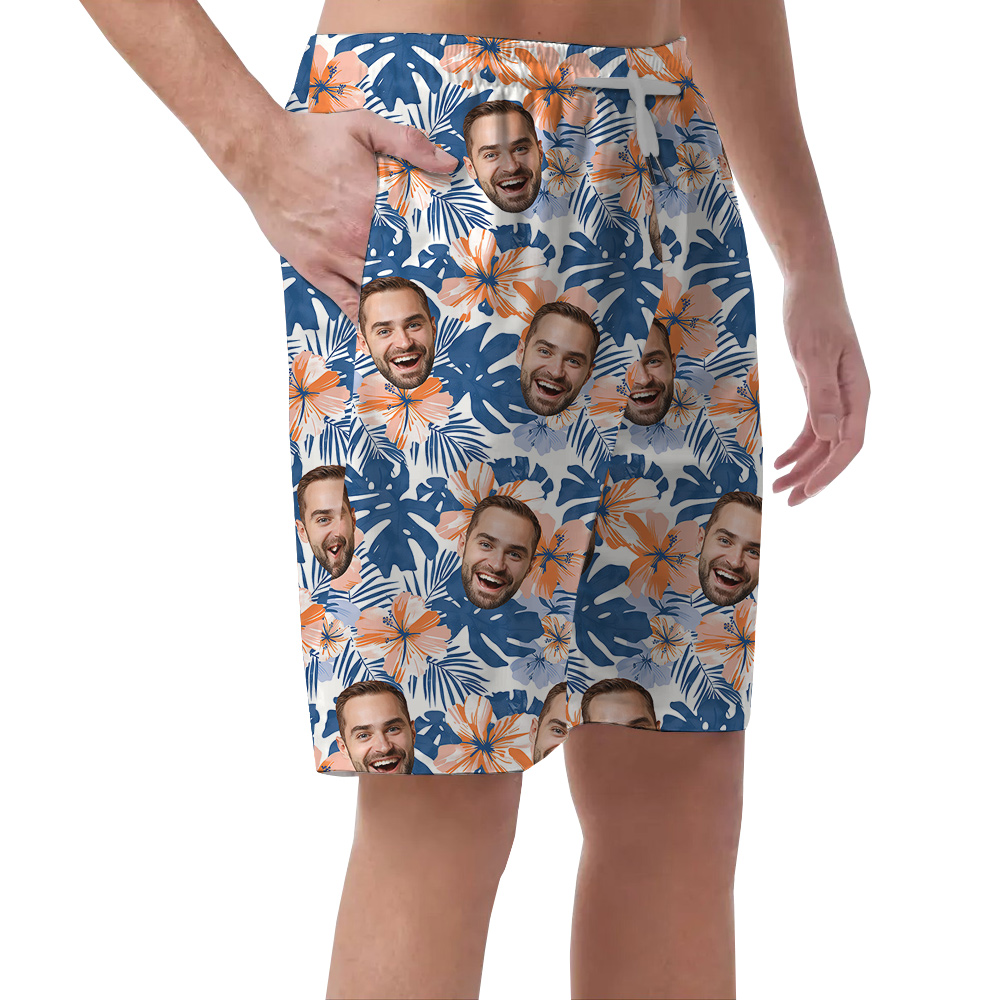 Custom Your Face in Paradise Birthday Hawaiian Short for Men