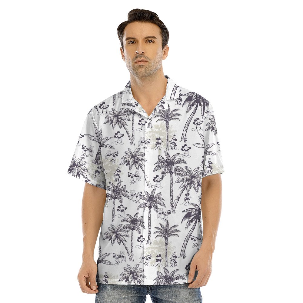 Vintage Palm Tree Steamboat Willie Mickey Matching Hawaiian Outfits For Family