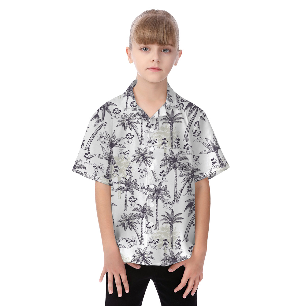 Vintage Palm Tree Steamboat Willie Mickey Matching Hawaiian Outfits For Family
