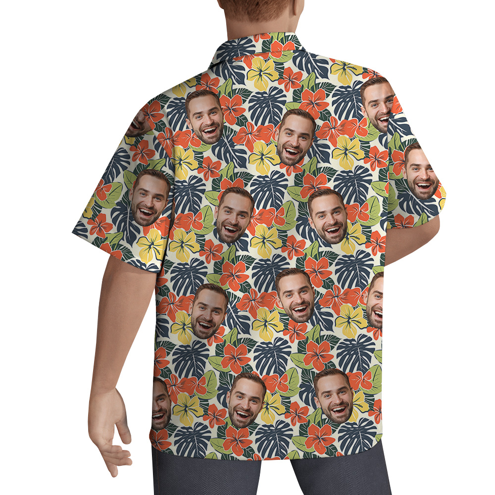 Blooming Birthday Wishes Custom Face Hawaiian Shirt for Men