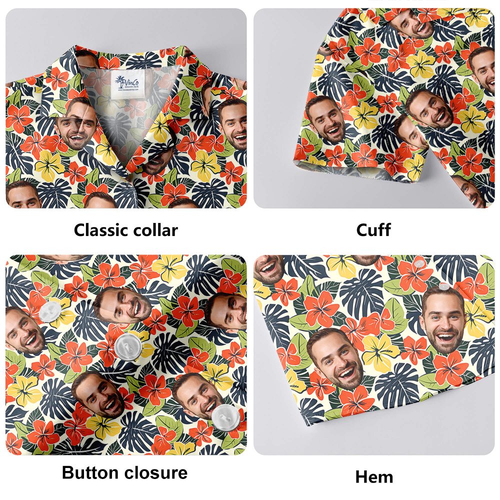 Blooming Birthday Wishes Custom Face Hawaiian Shirt for Men