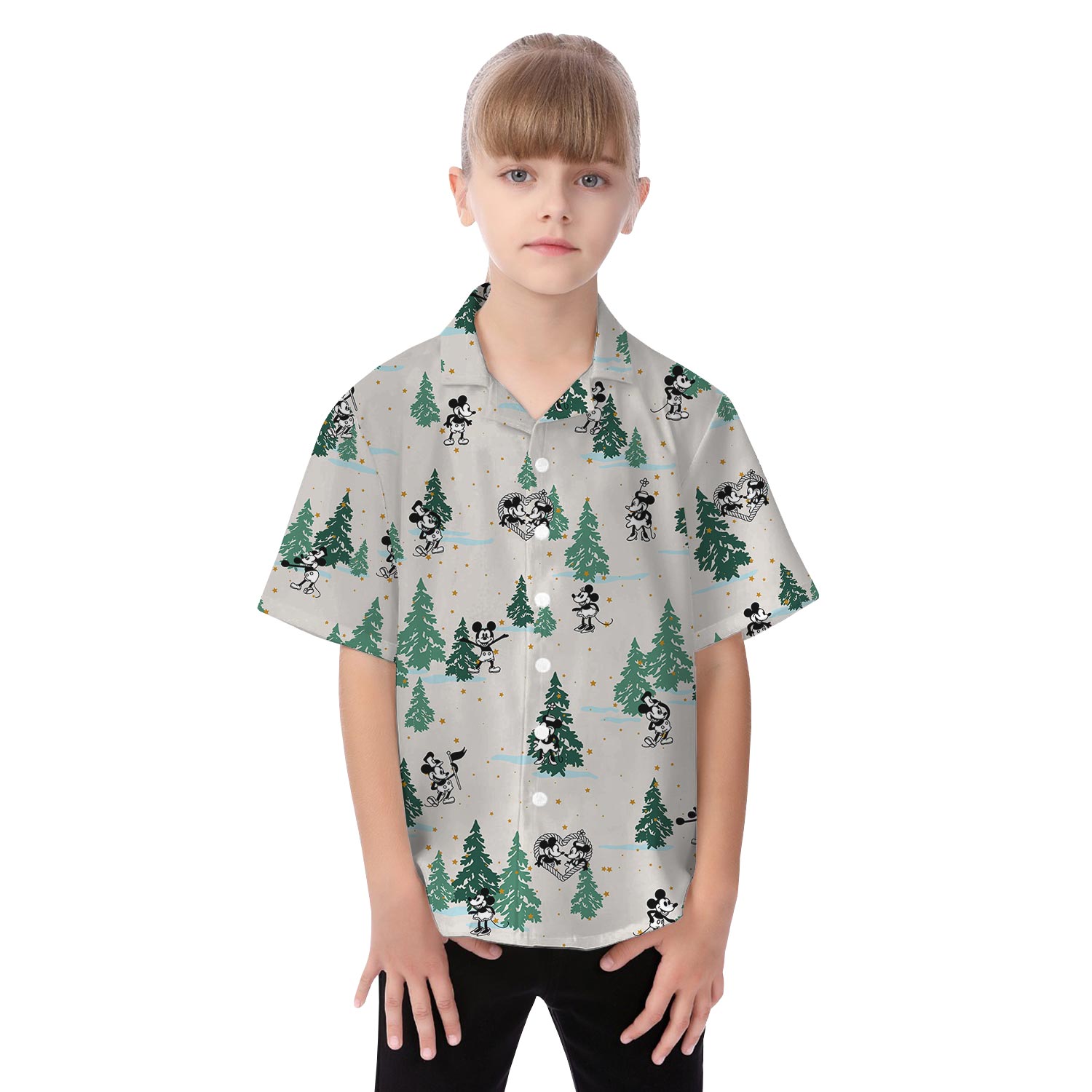 Steamboat Willie Mickey Mouse Christmas Tree Matching Hawaiian Shirt And Dress