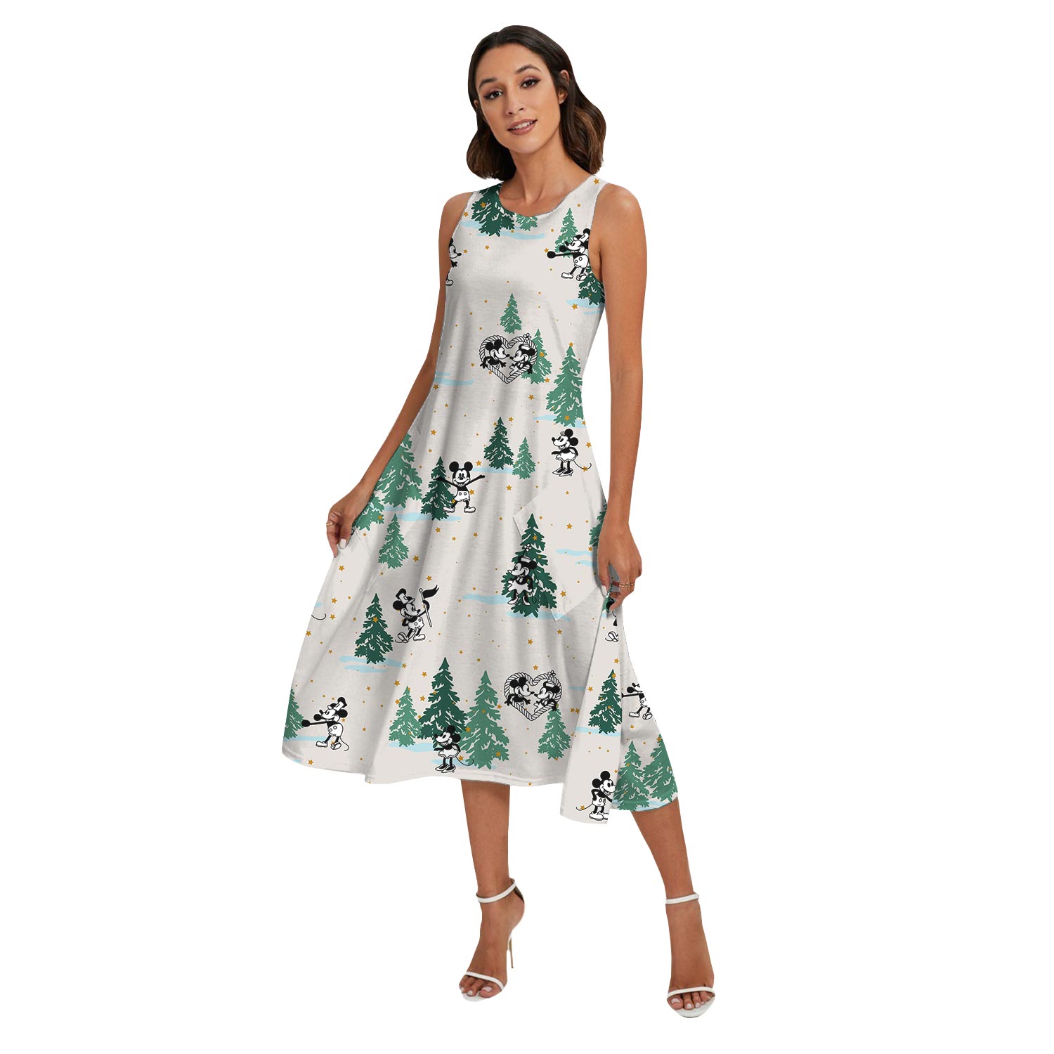 Steamboat Willie Mickey Mouse Christmas Tree Matching Hawaiian Shirt And Dress
