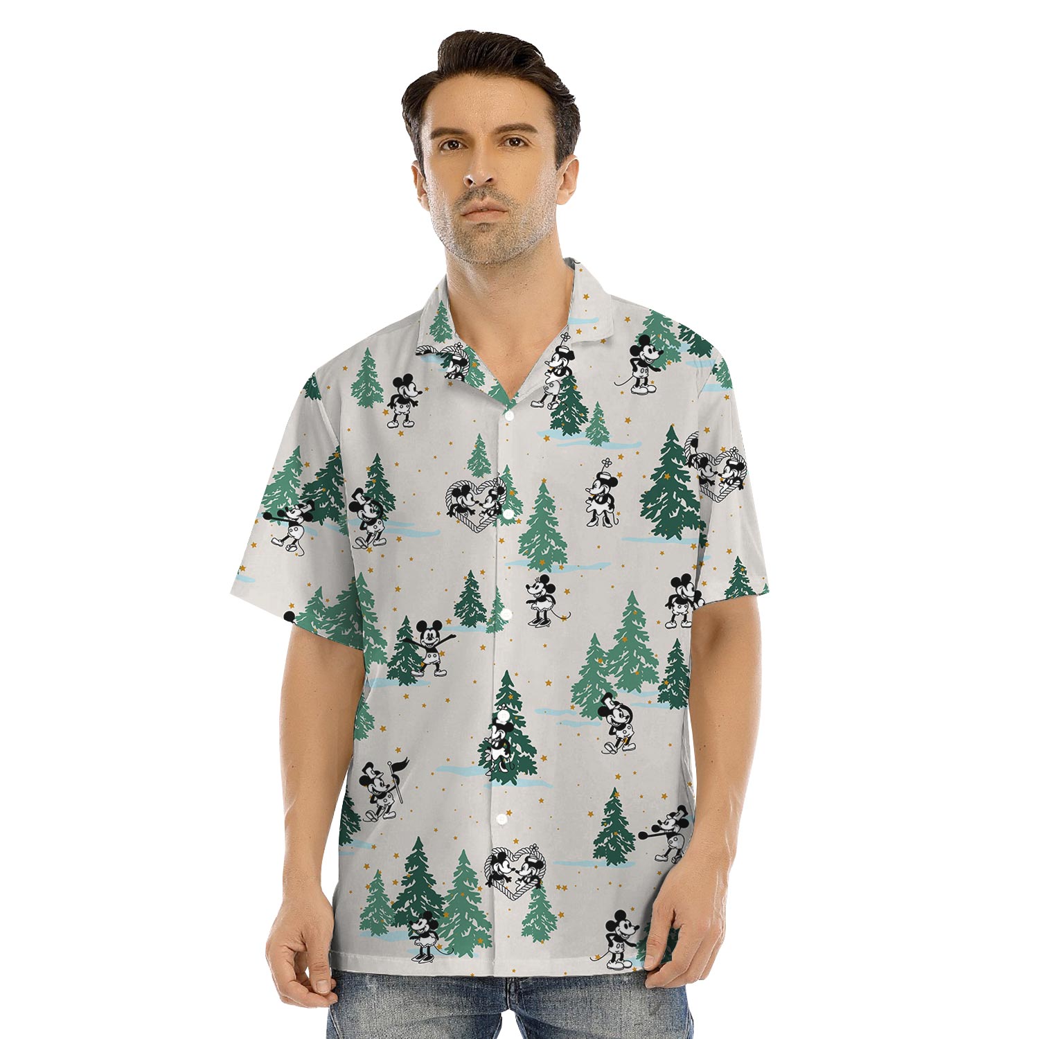 Steamboat Willie Mickey Mouse Christmas Tree Matching Hawaiian Shirt And Dress