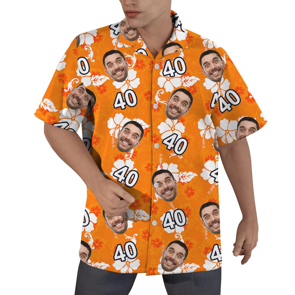 Orange Custom Birthday Men's Aloha Shirt - variant image 1