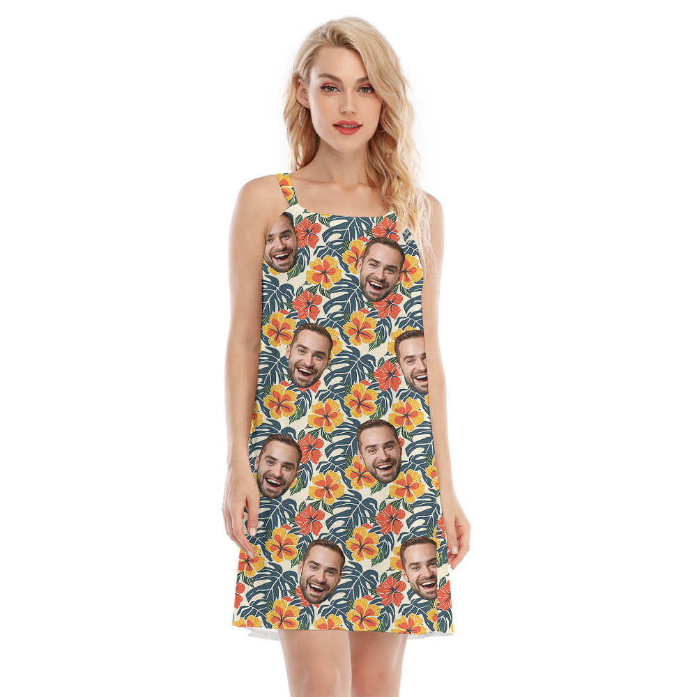 Island Vibes Birthday Custom Face Hawaiian Cami Dress - variant image 1