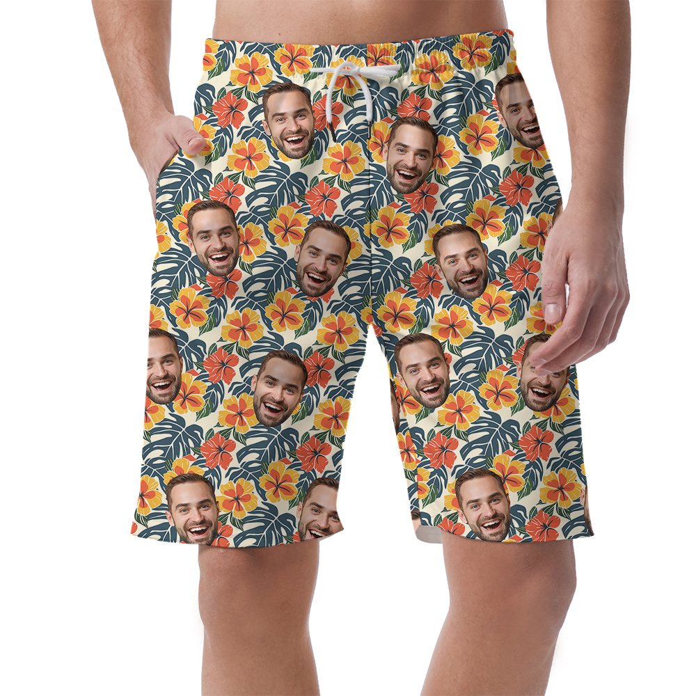 Tropical Botanicals Custom Face Hawaiian Short Mens for Birthday - variant image 1