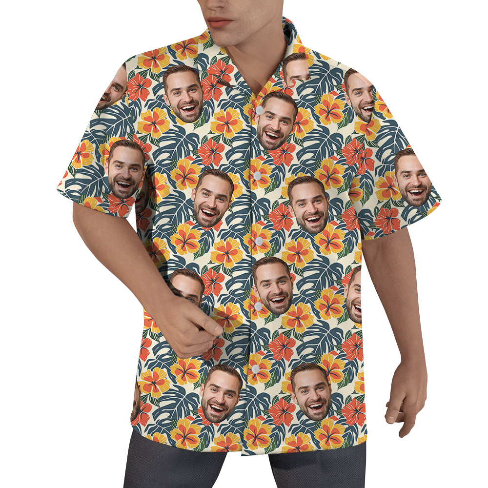 Plumeria Paradise Custom Face Hawaiian Mens Shirt for Birthday - variant image 1
