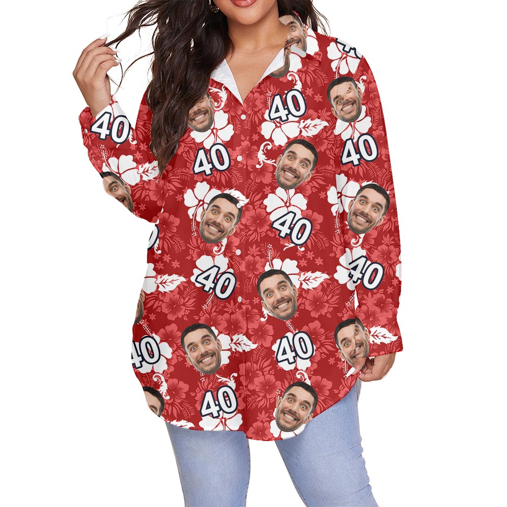 Funny Custom Birthday Face Plus Size Women's Aloha Shirt - variant image 1