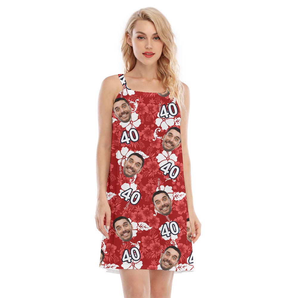 Custom Face Birthday Red Hawaiian Dress For Women - variant image 1