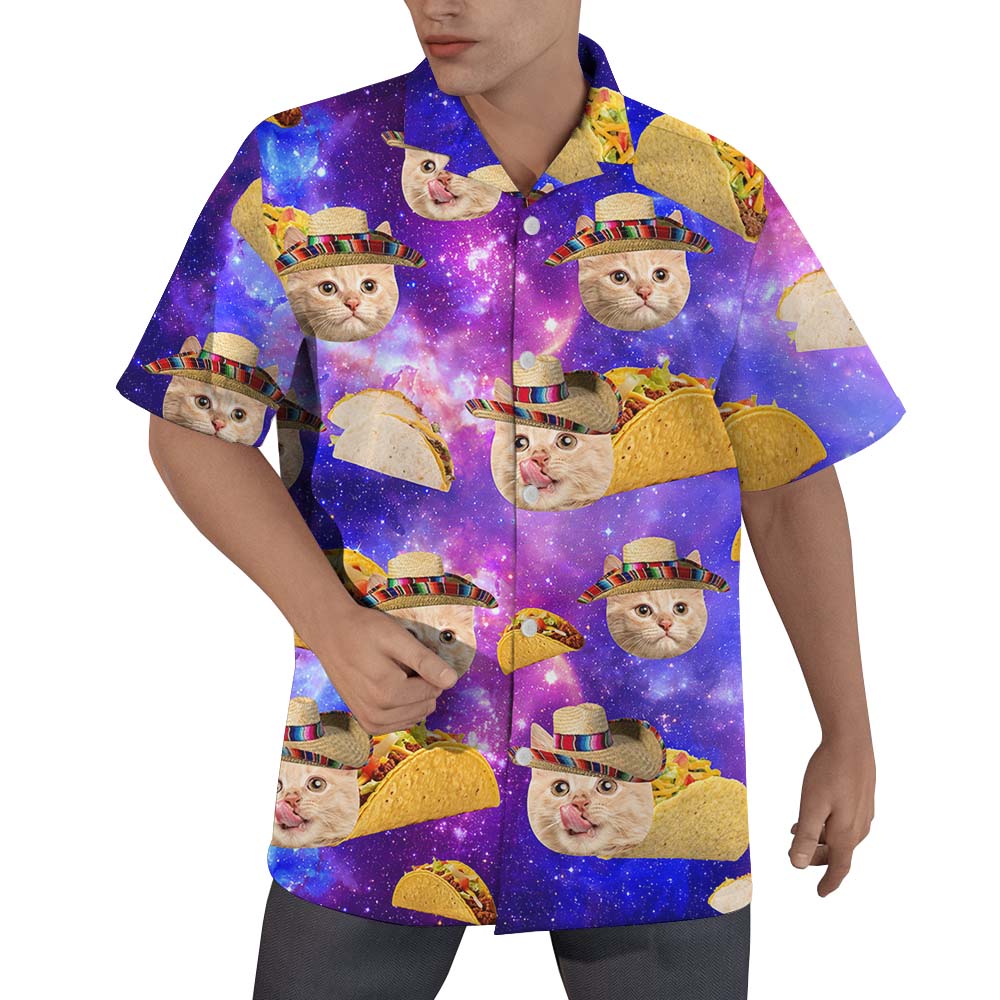 Custom Cat Face Taco Hawaiian Shirt For Men - variant image 1
