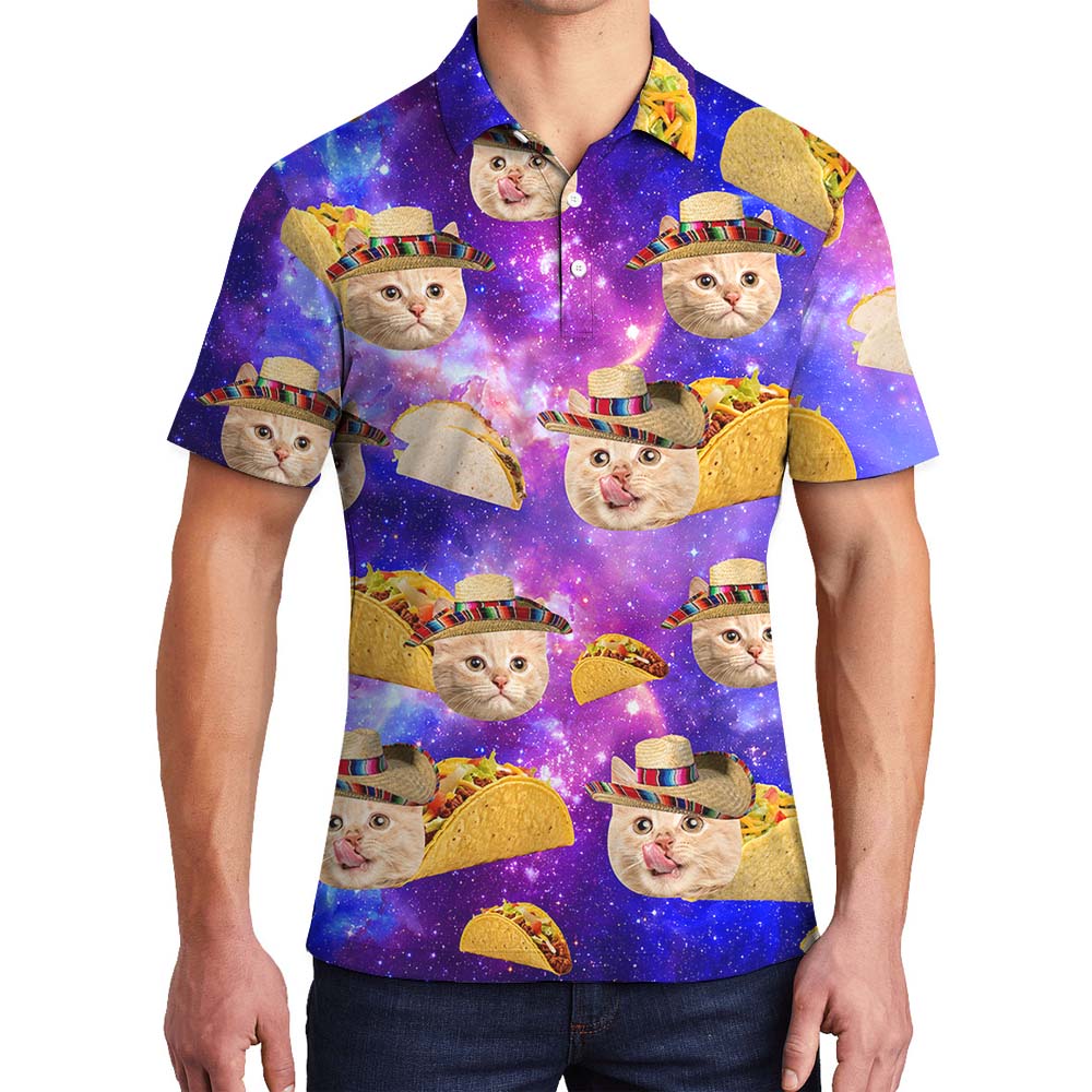 Custom Pet Face Taco Men's Collared Polo Shirts - variant image 1