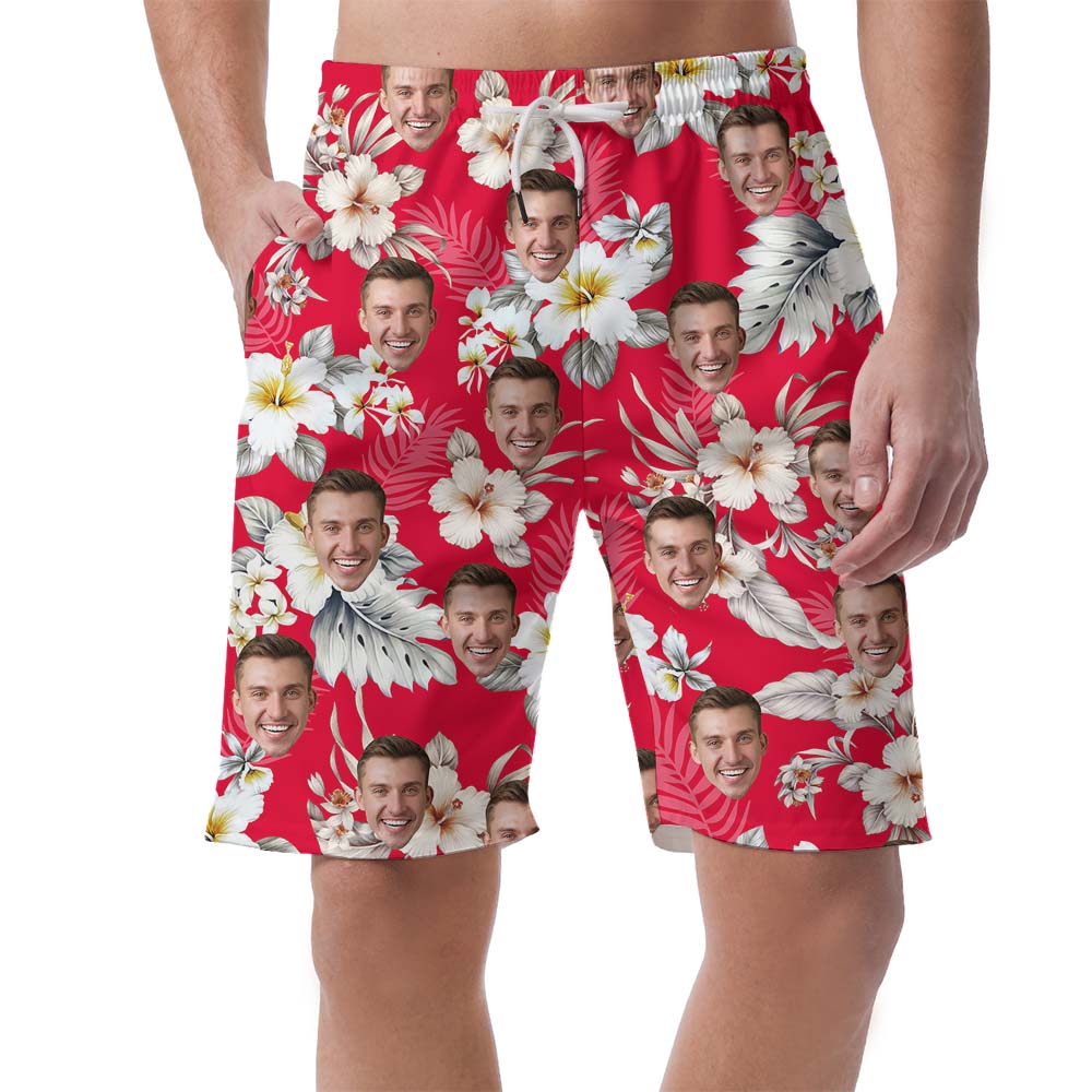 Custom Tropical With Face Men's Hawaiian Beach Shorts - variant image 1