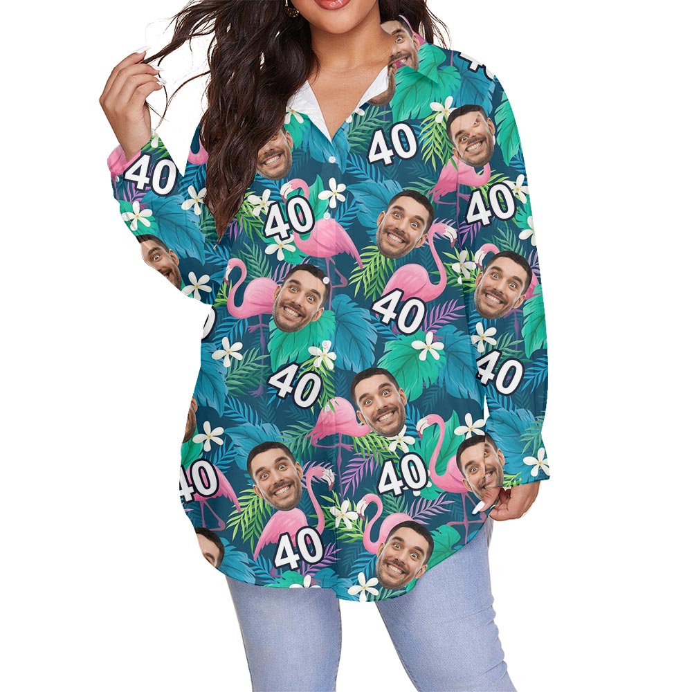 Custom Face Birthday Plus Size Hawaiian Shirt For Women - variant image 1